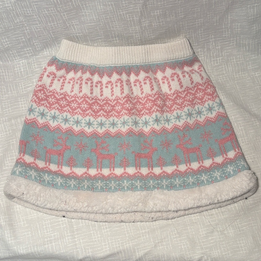 Adorable Reindeer Knit Skirt - Pink and Blue